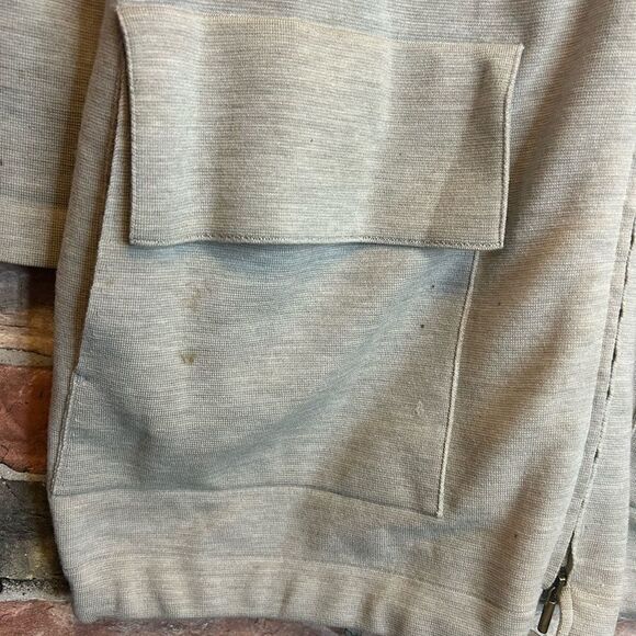 Akris Punto Heather Beige Wool Knit Mock Neck Cardigan Jacket Size 8 - Picture 4 of 8